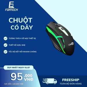 C04-Chuột phát sáng có dây đèn thở nhiều màu RGB
