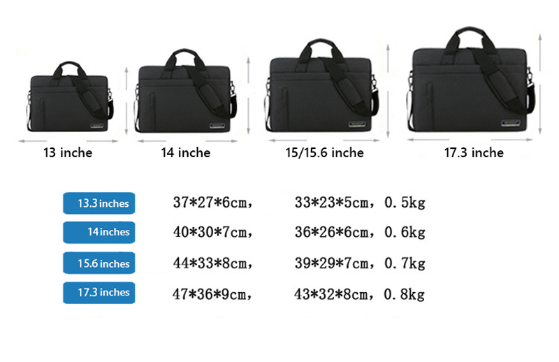 size túi chống sốc laptop theo mẫu